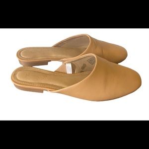 Universal thread, camel colored mules size 6.5 worn 1x. Like new.